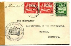 1939 censored envelope addressed to Venezuela. Franked horizontal ...