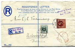 1915 censored 1d + 2d registered stationery envelope (Size H) with ...