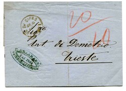 1870 Entire addressed to Trieste cancelled "LARNACA DI CIPRO" c.d.s. ...