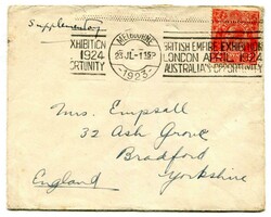 1923 envelope addressed to Bradford U.K. Franked 2d adhesive tied ...