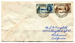 1947 envelope addressed to California franked Nigerian'Victory'pair ...