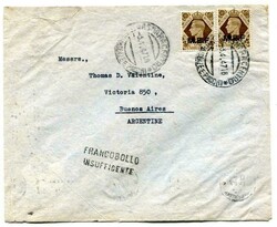 1947 underpaid envelope addressed to Buenos Aires Argentina. Franked ...