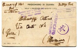 WW11 censored Italian 'Prigioniero Di Guerra' postcard (970 / PMEU - ...