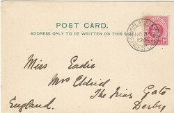 1904 ppc (Zulu Warriors) addressed to Derby. Franked 1d Natal ...