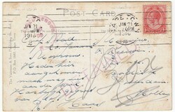 1916 censored ppc to Holland franked 1d adhesive tied "CAPE TOWN" ...