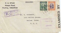 1940 censored envelope to Dallas franked 2c & 25c adhesives tied ...