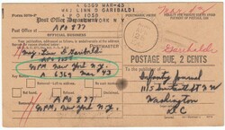1943 U.S. Post Office 'Form 3578-P' from APO 1058 to APO 877 'Via New ...