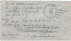 1943 stampless 'Free' censored envelope addressed to A.P.O. 447, Ft. ...