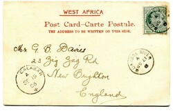 1906 postcard addressed to the U.K. franked 1/2d adhesive tied "QUA ...