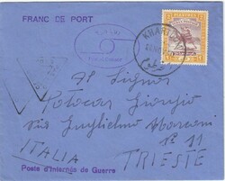 1940 envelope to Trieste, 'Poste d'Internes de Guerre', from an ...