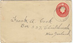 1931 1d New Zealand stationery envelope cancelled "PITCAIRN ISLAND/N ...