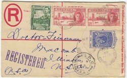 1949 3d registered stationery envelope to the USA up-rated single ½d ...