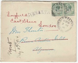 1916 censored envelope with enclosure from Rear Admiral Currey to ...