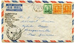 1951 "Walrus" Amphibeous Airways first flight envelope Rabaul-Buin' ...