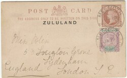 1898 G.B. overprinted ½d stationery card addressed to London, ...