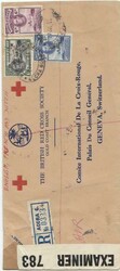 1944 registered censored envelope "THE BRITISH RED CROSS SOCIETY/GOLD ...