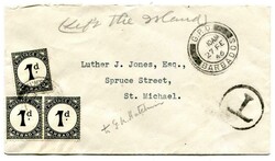 1946 taxed stampless internal envelope. Cancelled 'G.P.O. BARBADOS'c ...