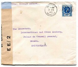 1943 censored envelope 'Postal Message Scheme' addressed to ...