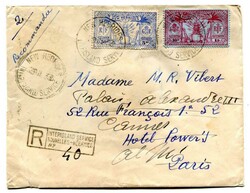 1933 registered envelope to Paris France redirected internally. ...