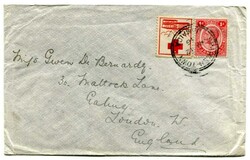 1916 envelope to London franked 1d adhesive in combination with Red ...