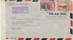 1942 censored PoW envelope from 'RENTED' to London franked 60c & 8c ...