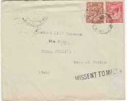 1932 envelope from the UK to Italy. Fine straight-line ...