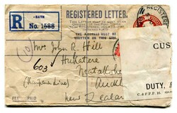 1914 Great Britain 2d + 1d registered stationery envelope (Size F) ...