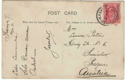 1911 ppc to Austria franked 1d adhesive overprinted tied "KANYE" c.d ...