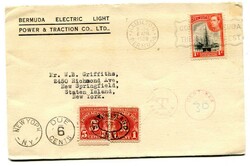 1938 advertising envelope underpaid to the U.S.A. 1d adhesive tied ...