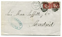 1878 lettersheet addressed to Madrid. Franked horizontal pair Great ...
