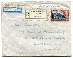 Censored registered Active Service airmail envelope addressed to ...