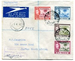 1942 censored registered multi franked envelope addressed to Durban ...