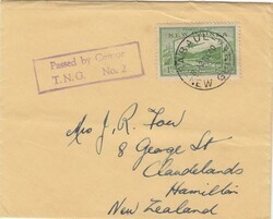1940 censored envelope with enclosure to New Zealand franked 1d ...