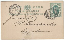 1894 C.G.H. ½d stationery card commercially used to Cape Town ...