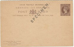QV 1½d Post Card overprinted "SPECIMEN" in black applied by UPU ...