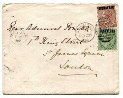 1886 envelope addressed to London franked overprinted Bermuda 2d & ...