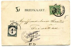 1901 taxed postcard from Amsterdam. On arrival 1d postage due applied ...