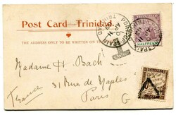 1901 taxed 'Court' card addressed to France. 1/2d adhesive tied 'PORT ...