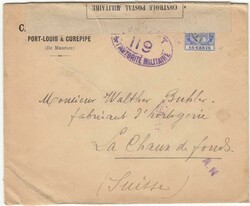 1917 censored envelope addressed to Switzerland with "CONTROLE POSTE ...