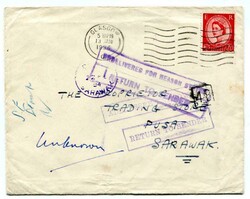 1954 envelope from Glasgow addressed to Pusa Sarawak. On arrival ...