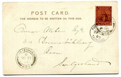 1903 postcard addressed to Switzerland franked 1d adhesive tied 'SAN ...