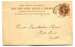 1890 Great Britain 1d stationery card with message addressed to Egypt ...