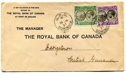 1927 envelope addressed to British Guiana. franked 1/2d &amp; 1d ...