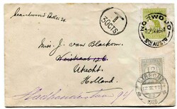 1923 taxed envelope addressed to Holland franked 3d 'Roo' tied ...