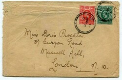 1921 envelope to London franked 6c & 3c overprinted 'G.E.A.' tied by ...