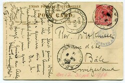 1915 censored postcard addressed to Switzerland. franked 1d adhesive ...