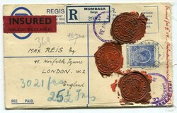 1938 Insured 30c registered stationery envelope (G) addressed to ...
