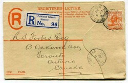 1932 Formula registered envelope (G) addressed to Canada. Franked 4d ...