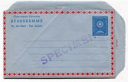 1963 10d Christmas Aerogramme handstamped 'SPECIMEN' in violet