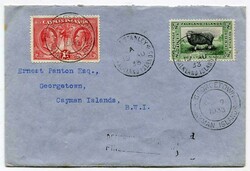 1933 taxed envelope addressed to Cayman Islands. Franked 1/2d ...
